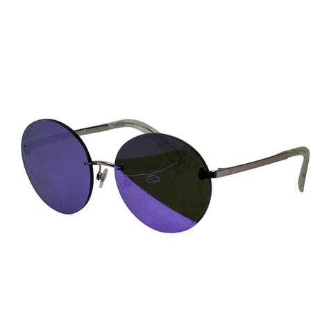 CHANEL Mirrored Round Sunglasses 4216 Purple